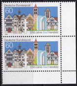 BRD 1271 postfrisch waagrechtes Paar mit Eckrand rechts unten