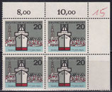 BRD 417 postfrisch Viererblock mit Eckrand rechts oben