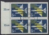 DDR 615 philat. Stempel Viererblock mit Bogenrand links