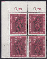 BRD 365 postfrisch Viererblock mit Eckrand links oben