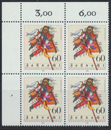 BRD 1167 postfrisch Viererblock mit Eckrand links oben