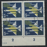 DDR 615 philat. Stempel Viererblock mit Bogenrand unten