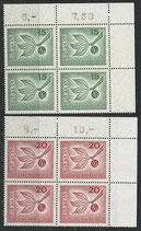 BRD 483-484 postfrisch Viererblock mit Eckrand rechts oben