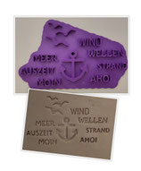 Schriftzug  Wind Wellen Meer