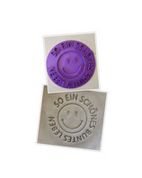 Schriftzug Smiley So ein schönes buntes Leben