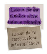 Schriftzug Lassen sie ihr Gebäck nicht unbeaufsichtigt