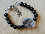Bracelet Agate du Botswana brute & Onyx
