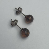 Ohrstecker Bernstein (kl. dunkel)