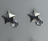 Ohrstecker Stern, Zirkonia, Rhodiniert