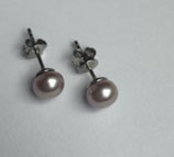 Ohrstecker rose Süsswasserperlen, Silber