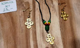 Schmuckset - Kette und Ohrringe mit äthiop. Kreuzen