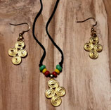 Schmuckset - Kette und Ohrringe mit äthiop. Kreuzen
