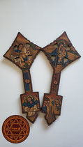 Massives äthiopisches Holzkreuz – Diptychon