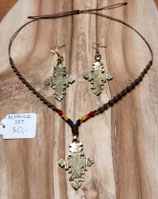 Schmuckset - Kette und Ohrringe mit äthiop. Kreuzen