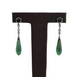 Turmalin Diamant Ohrhänger, Spät Art Deco 1930