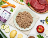 Weiderind mit Zucchini, Äpfeln und Karotten