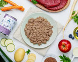Weiderind mit Karotten, Äpfeln und Kartoffeln - für Welpen
