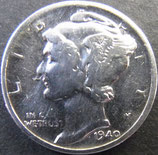 マーキュリー　10セント銀貨