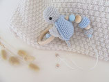 Babyschalenanhänger Schildkröte hellblau/hellgrau/natur