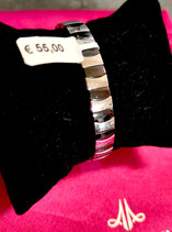 Bracelet elastiqué acier et noir (cuivre) M