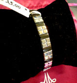 Bracelet elastiqué petits carrés acier noir S