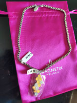 Collier pendentif alvéoles plaqué or strass