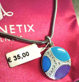 Collier pendentif Rond Bleu strass 2