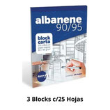 Papel Albanene 90/95 gr (3 Blocks c/25 hojas)