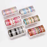 Mini Set Washi Tapes Foil Patrones 10 piezas