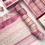 Set Washi Tapes Caja Rosa 12 piezas