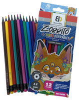 INDRA ZORRITO Lapices de Colores Borrables 12 (BCT-0054)