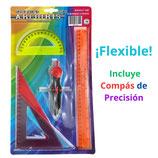 ARCOIRIS Juego de Geometría Flexible con Compás de Precisión