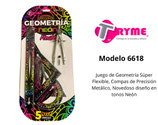 TRYME Juego de Geometría Flexible Negro/Neon (6618)