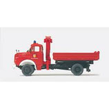 PREISER Dreiseitenkipper mit Ladekran. Feuerwehr MAN 11.136. Aufbau MEILLER. Bausatz