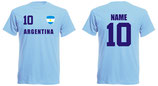 Argentinien T-Shirt WM 2018 Druck/Name Skyblau