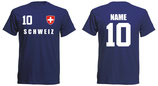 Schweiz WM 2018 T-Shirt Name/Druck Navy