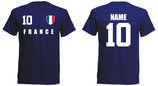 Frankreich WM 2018 T-Shirt Druck/Name Navy