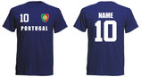 Portugal WM 2018 T-Shirt Name/Druck Navy