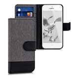 Wallet Case Apple iPhone SE / 5 / 5S Grau-Schwarz