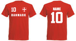 Dänemark WM 2018 T-Shirt Druck/Name Rot