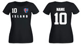 Island WM 2018 T-Shirt Damen Schwarz