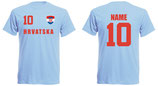Kroatien WM 2018 T-Shirt Name/Druck Skyblau