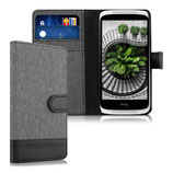 Wallet Case HTC Desire 12 Canvas Grau