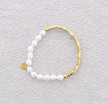 2 er Set Elastisches Armband aus Stahl mit Perlenimitat.