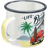 Life is better at BEACH - Emaille Tasse