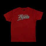 ALPVOLKS rotes T-Shirt mit schwarz/weißem Druck (Gr.S)