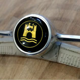 WOB Emblem Hupenknopf schwarz-gold