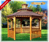Pavillon in Eiche lasiert mit Doppeldach und Turm