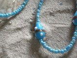 Türkise Glasperlen mit Türkisen Lampworkperlen in Tropfen- und Eierform