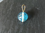 Kugelförmiger Lampworkperlen-Anhänger, "Türkisblau-Gold"